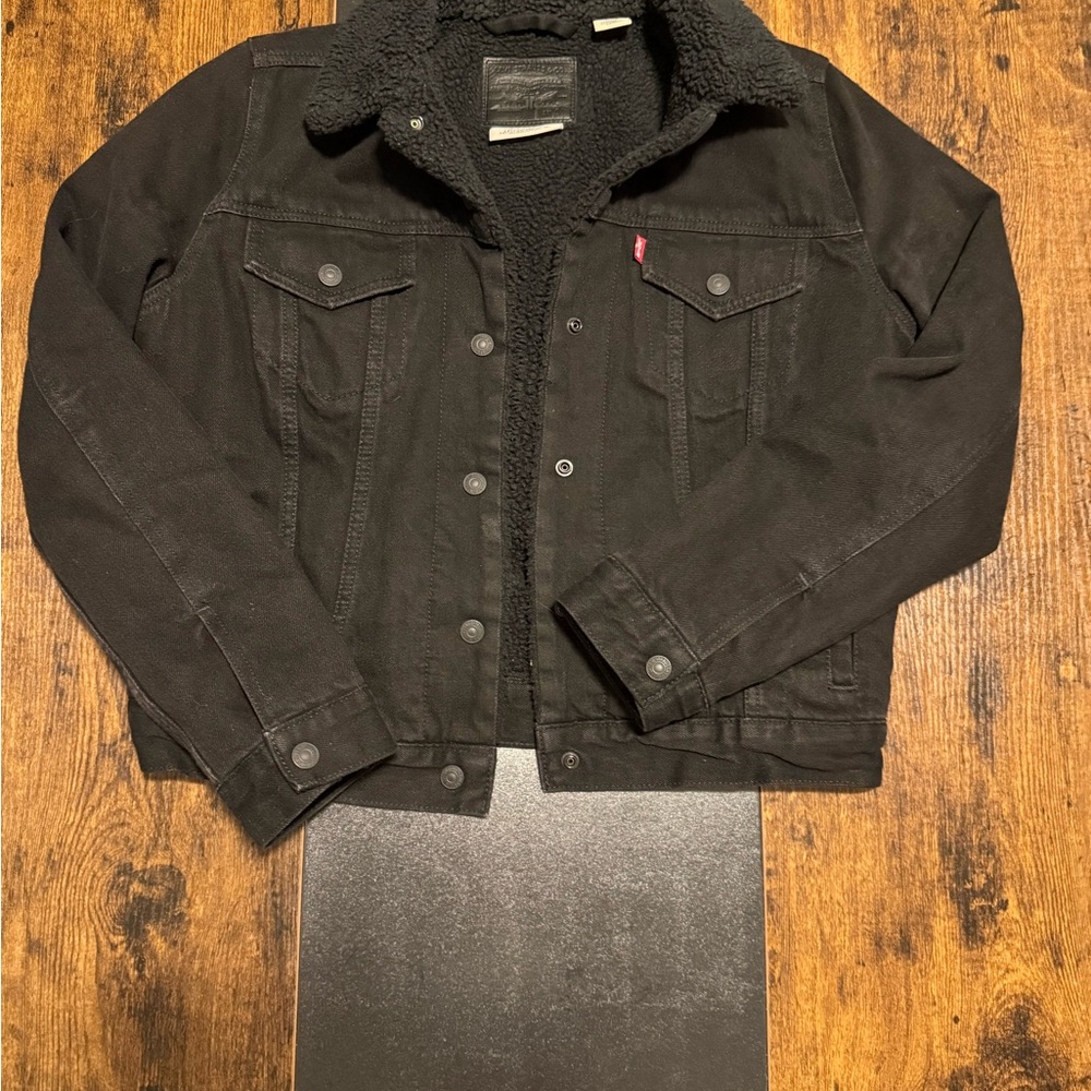 Levi's Black Denim Jacket with Sherpa Lining